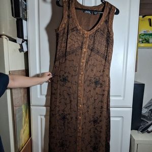 Bohemian Button Up Brown Maxi Dress